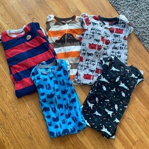 Carters Boy Fleece Onesie Footed Pajamas Bundle Size 5